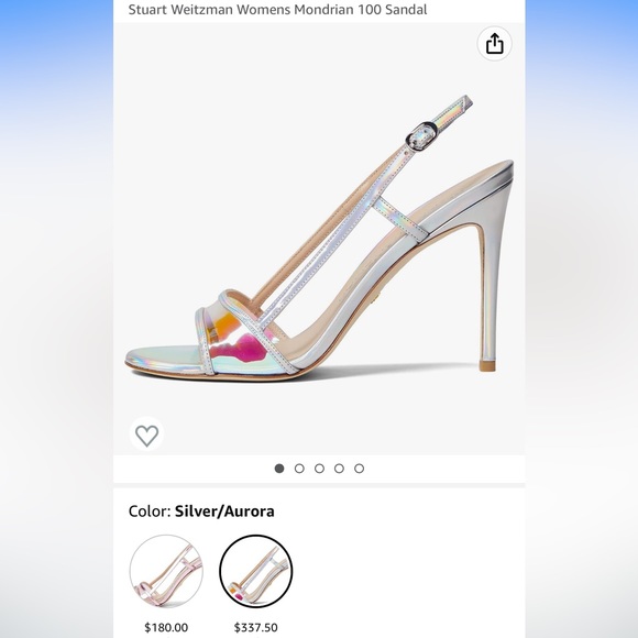 NEW Stuart Weitzman Mondrian 100 Sandal Heel Holographic Silver Aurora Chrome - Picture 2 of 9
